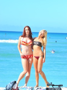 Melody and Lena beach lesbians